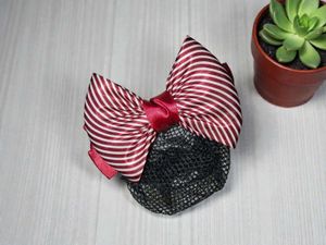 New Hair bow clip with net Red colour 1pc