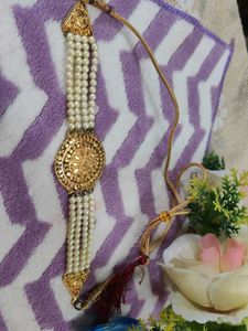 Pearl and Gold Tone Adjustable Necklace