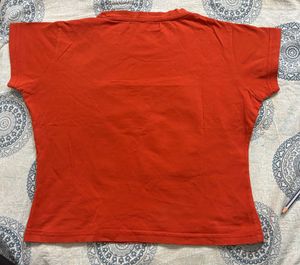 Orange Tee with Sequin Logo