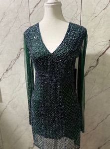 Bottle Green Heavy Work Designer Cocktail Dress