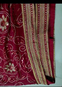 Elegant Maroon Embroidered Saree
