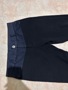 Navy Ribbed Zippered Ankle Pants