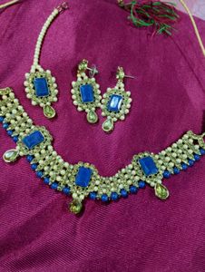 Neavy Blue Nacklace With Maangtika🥰