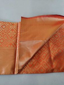 Orange Silk Blend Saree