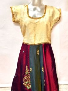 Ethenic Golden Embroidery Gown Small Size