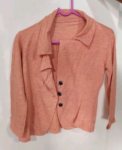 Peach Knit Cardigan.