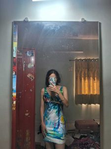 Alice in wonderland printed silk-polyester bodycon