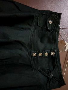 Cute Black Skirt with Button Detail