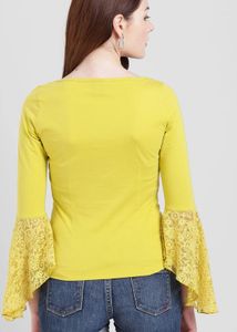 Chic Mustard Top with Lace Sleeves💛💚