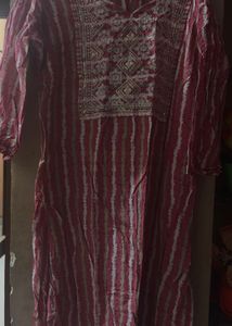 Striped Embroidered Kurta