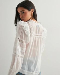 White Ruffle Long Sleeve Top