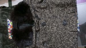 Wool Blend Coat with Fur Collar