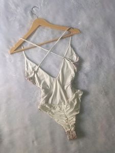 Floral Lace Plunge One-Piece Swimsuit