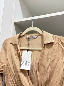 Zara Beige Satin Dress