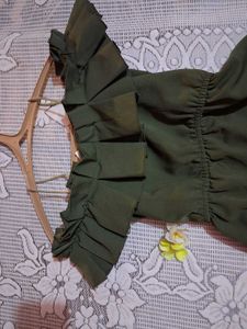 Olive Green Ruffle Dress