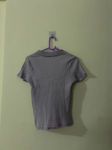 Lilac Ribbed Polo Top size m