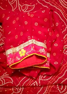 Elegant Red Bandhani Saree