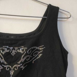 Black Rhinestone Tank Top