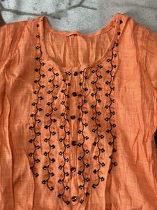 Orange Embroidered Dress