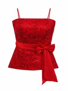Red Embellished Peplum Valentine’s Top