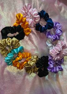 12 pcs Any Colour Stylish Silk Satin Scrunchies