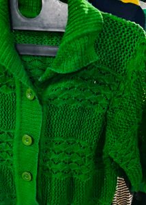 Vintage Green Knit Cardigan