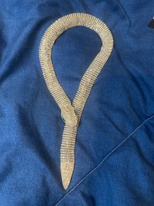 Designer White Zircons Studded Snake Necklace