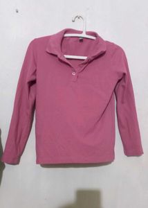 Collar Tshirt Full Sleeve Pink 🩷