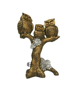 resin tree owl family set statue showpiece