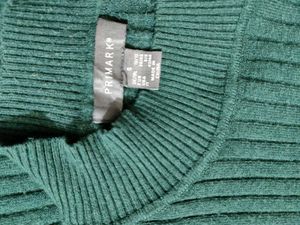 Green Ribbed Knit Top