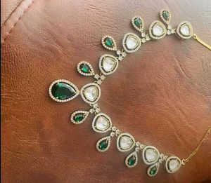 Elegant Polki Diamond &amp; Emerald Necklace