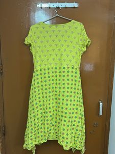 Lime Green Printed Dress