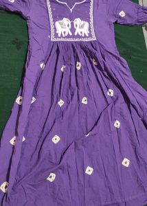 Purple Elephant Print Kurta