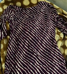 Striped Maroon Kurti with Embroidery