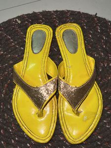 Sequin Yellow Ethnic Flat EU 39