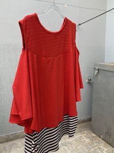 Red & Striped Casual Dress