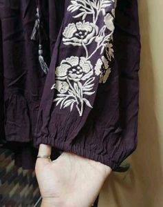 Floral Embroidered Baggy Top