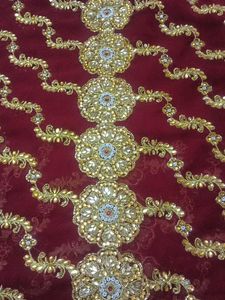 Maroon &amp; Gold Embellished Dupatta