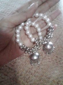 Pearl Beaded Bracelet with Silver Charm
