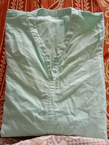 women blue small size pure cotton straight kurtha..
