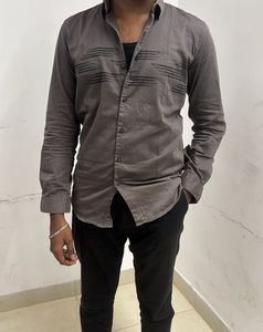 Twills Gray Casual Button-Down Shirt