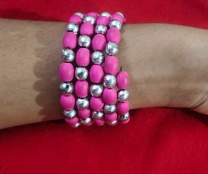 Pink Colour Bracelet &amp; Black And White Bangle