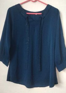 Blue Embellished Top (XL) size 🌷