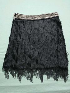 ZARA Beaded Fringe Mini Skirt