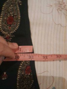 Dark Green with Gold Paisley Print Kurta, Size-XS