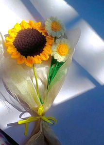 Crochet Sunflower &amp; Daisy Bouquet
