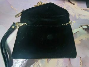 Black Velvet Clutch with Golden Chain