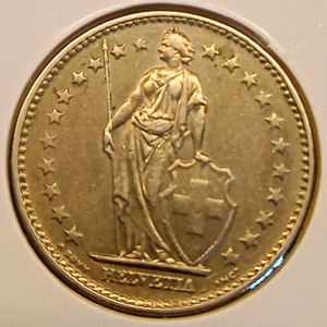 1968 2 Swiss Franc Coin