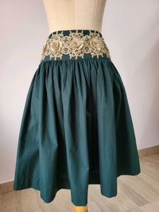Green Ethnic Skirt , Length 25 Inches
