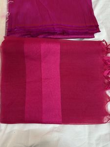Cream And Pink Banarasi Suit Material